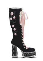 Guiltless Ghost Lace Up Platform Long Boots – Black