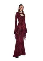 Druid’s Wife Maxi Dress And Shrug Set – Dark Red