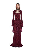 Druid’s Wife Maxi Dress And Shrug Set – Dark Red