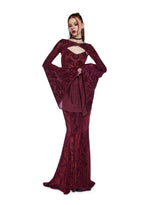 Druid’s Wife Maxi Dress And Shrug Set – Dark Red