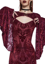 Druid’s Wife Maxi Dress And Shrug Set – Dark Red