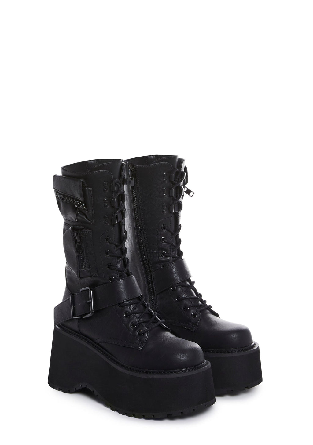 Obsidian Platform Zip-Up Boots – Black