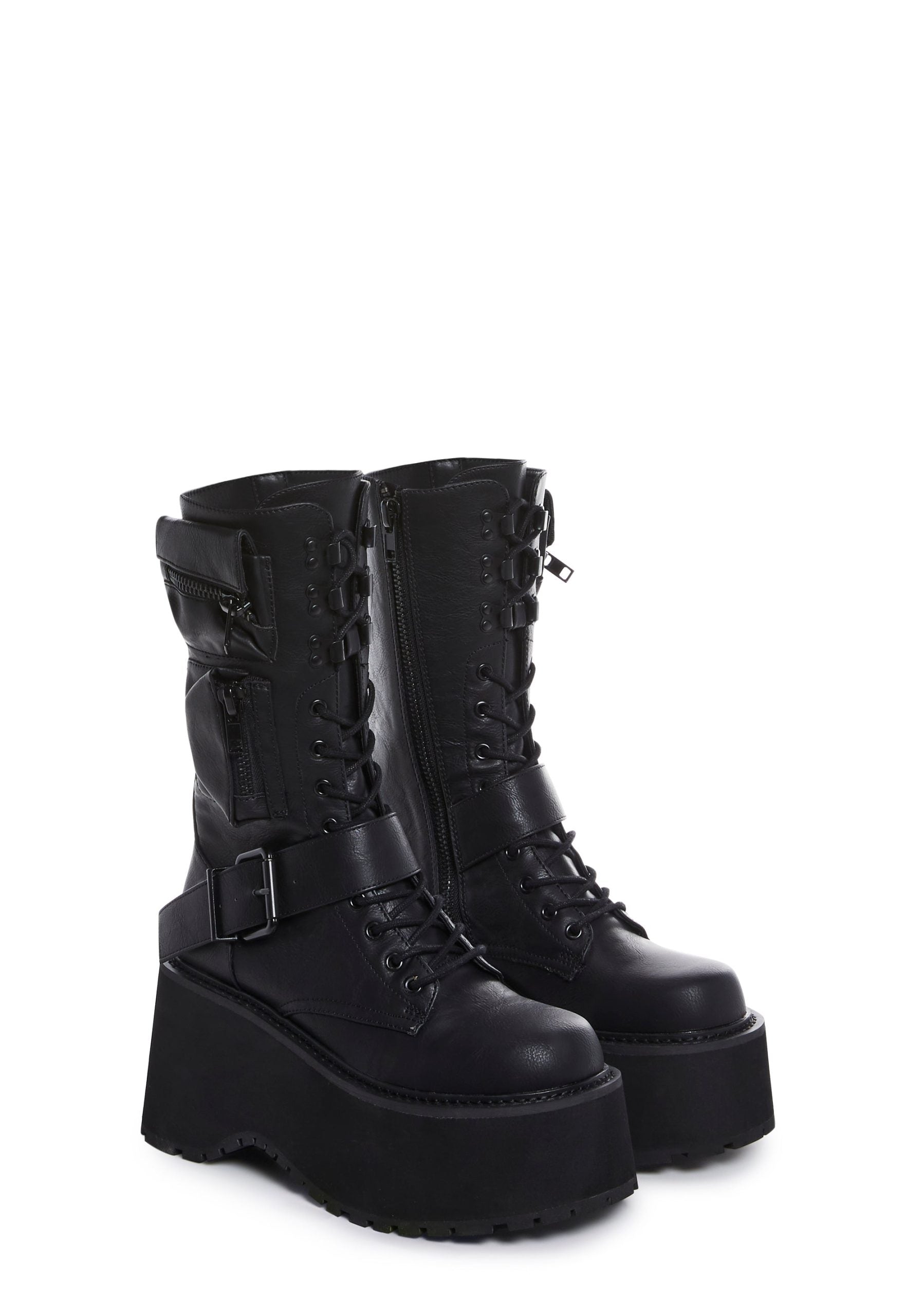 Obsidian Platform Zip-Up Boots – Black