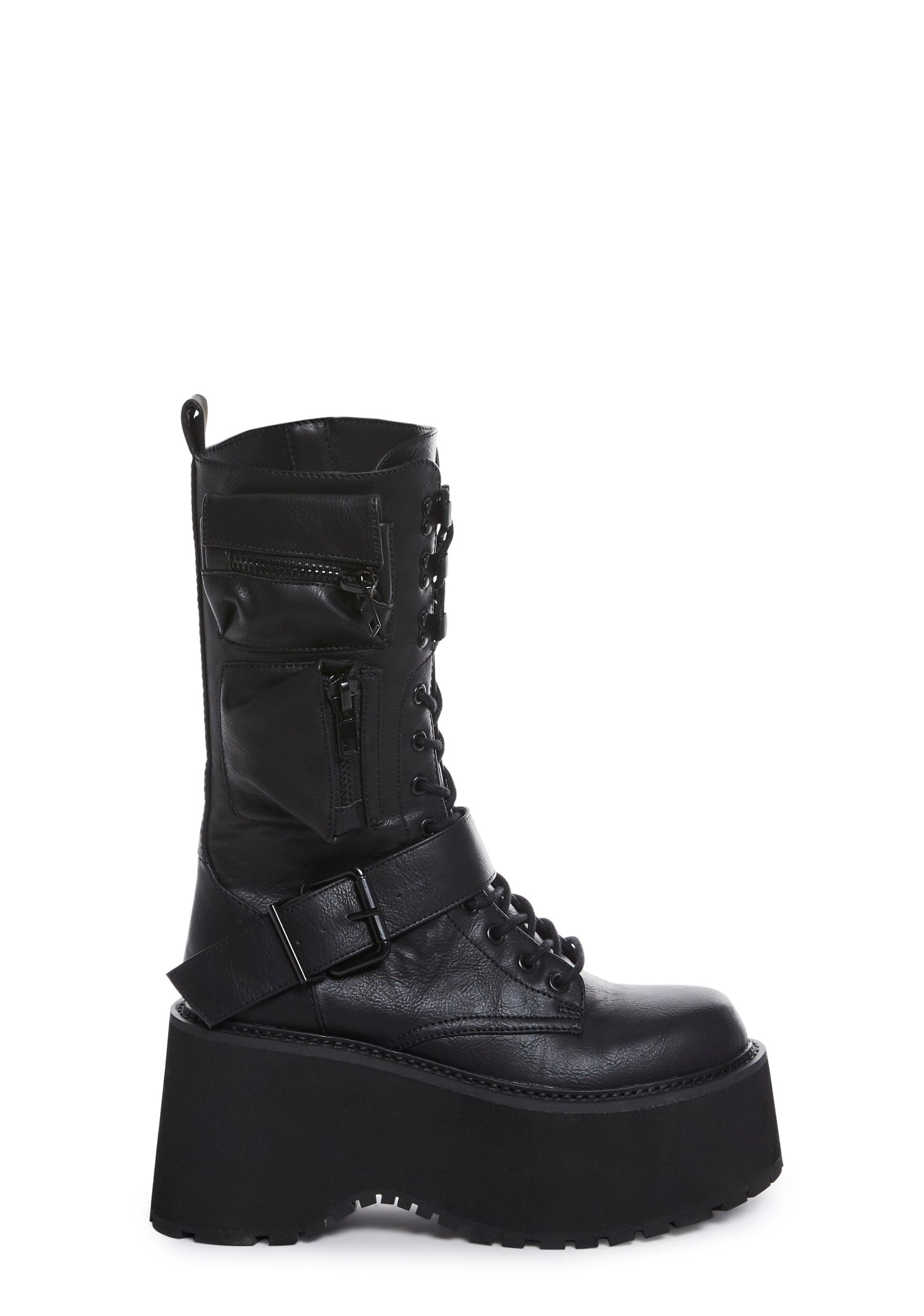 Obsidian Platform Zip-Up Boots – Black