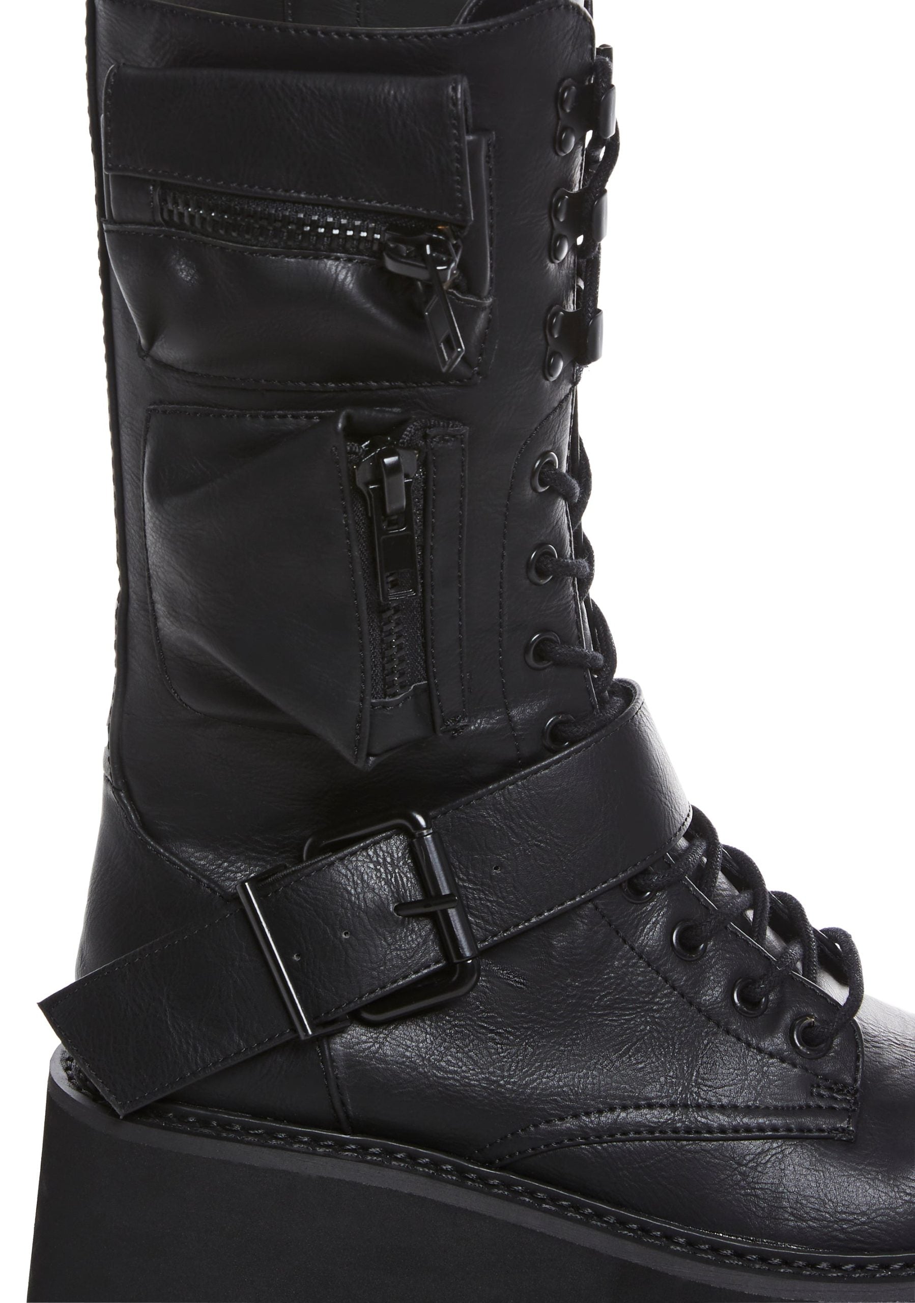 Obsidian Platform Zip-Up Boots – Black