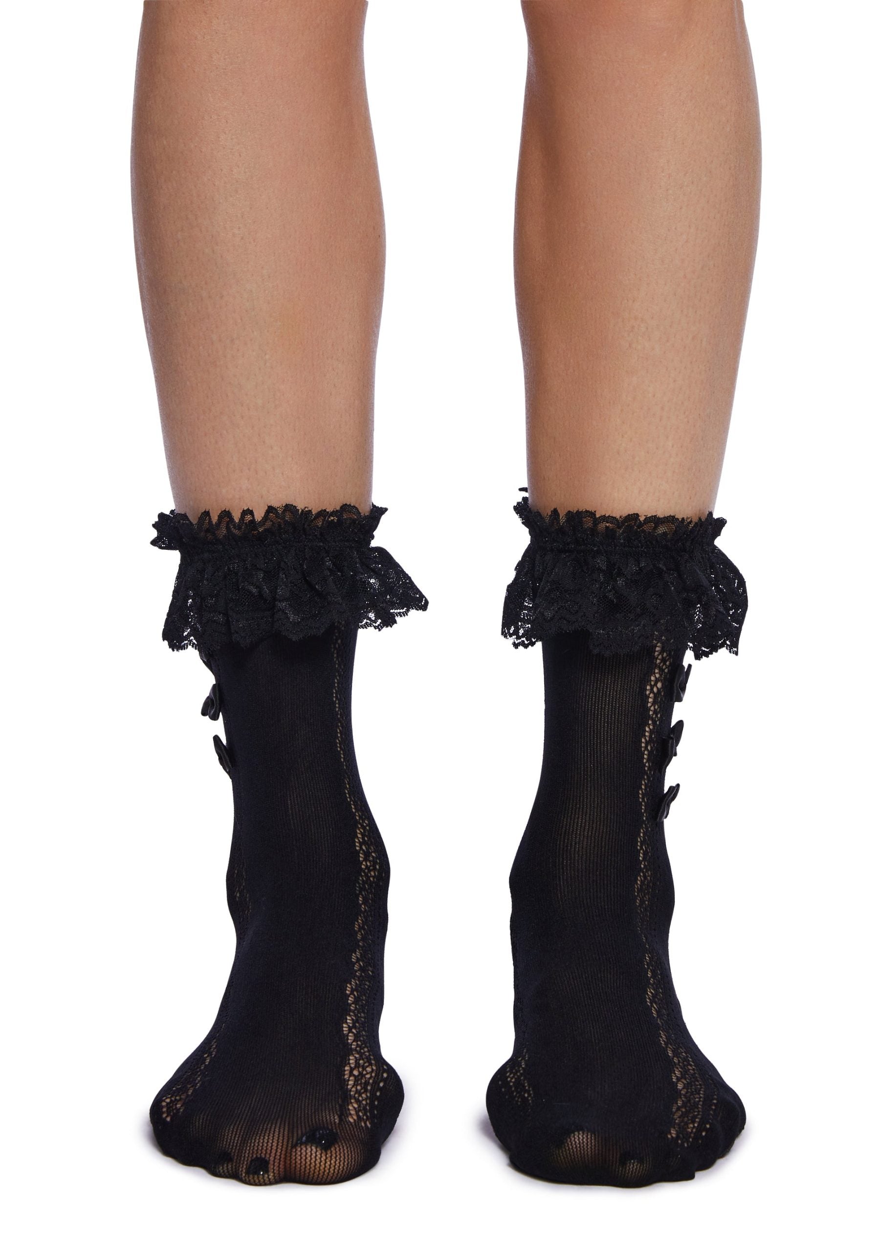 Shadow Lace Crew Socks – Black