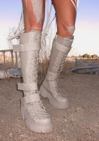 Low Traitor Knee High Boots – Light Gray