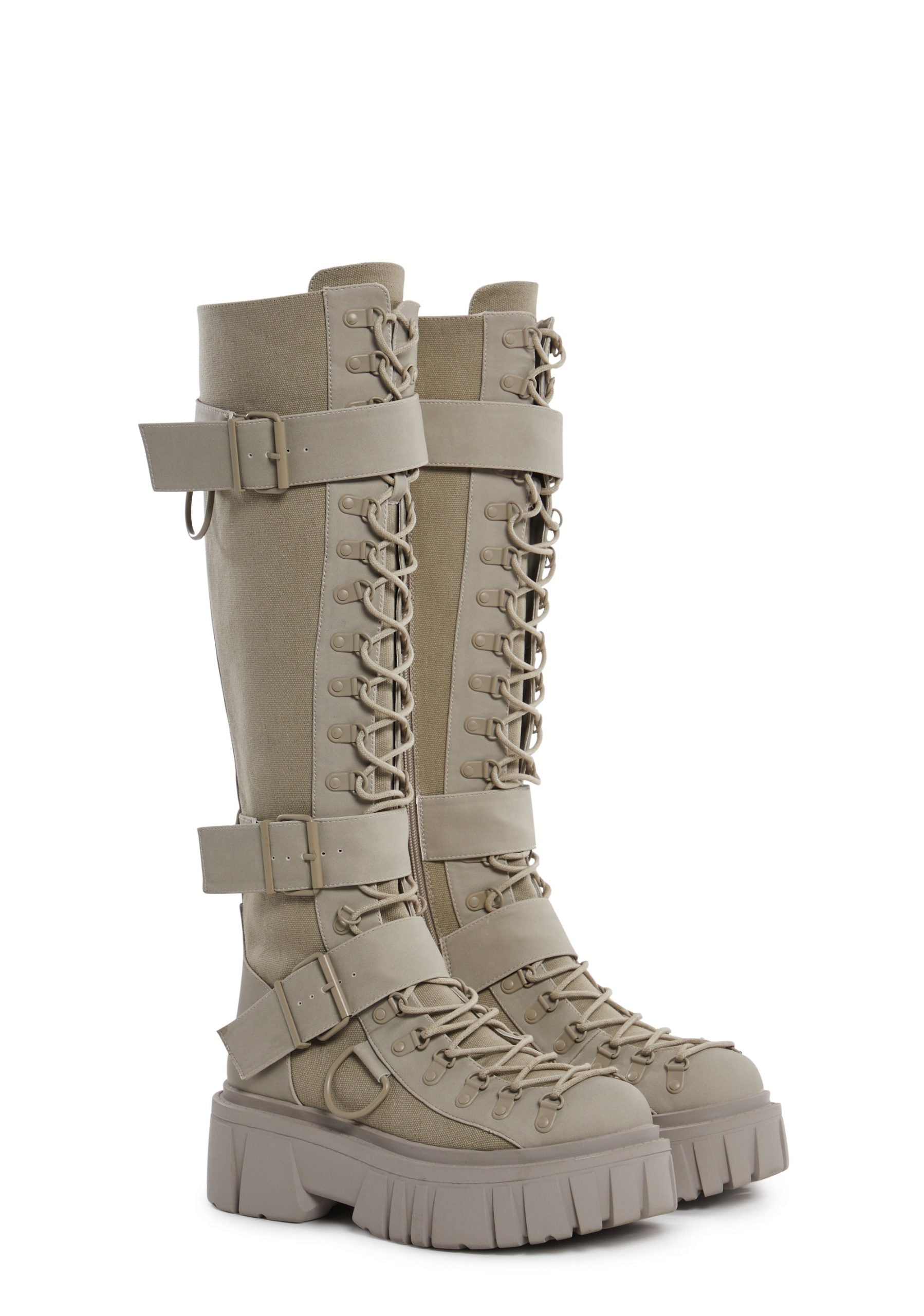 Low Traitor Knee High Boots – Light Gray