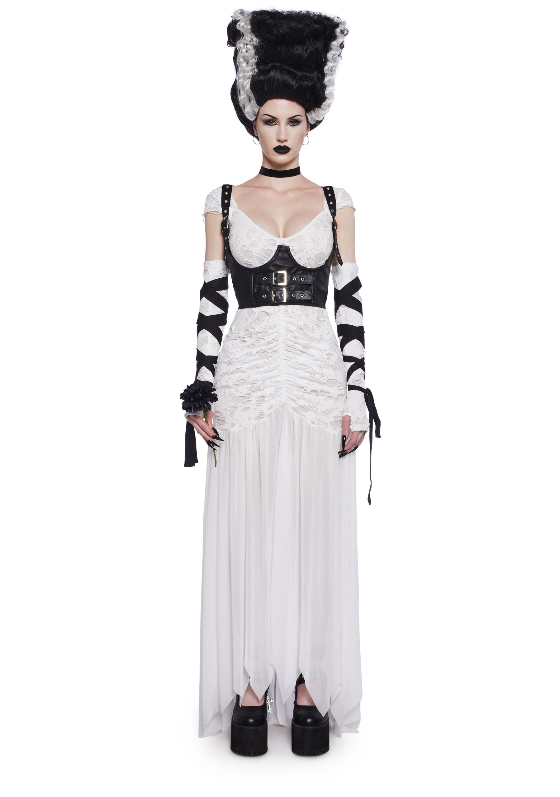Reanimated Bride Premium Costume And Wig Set