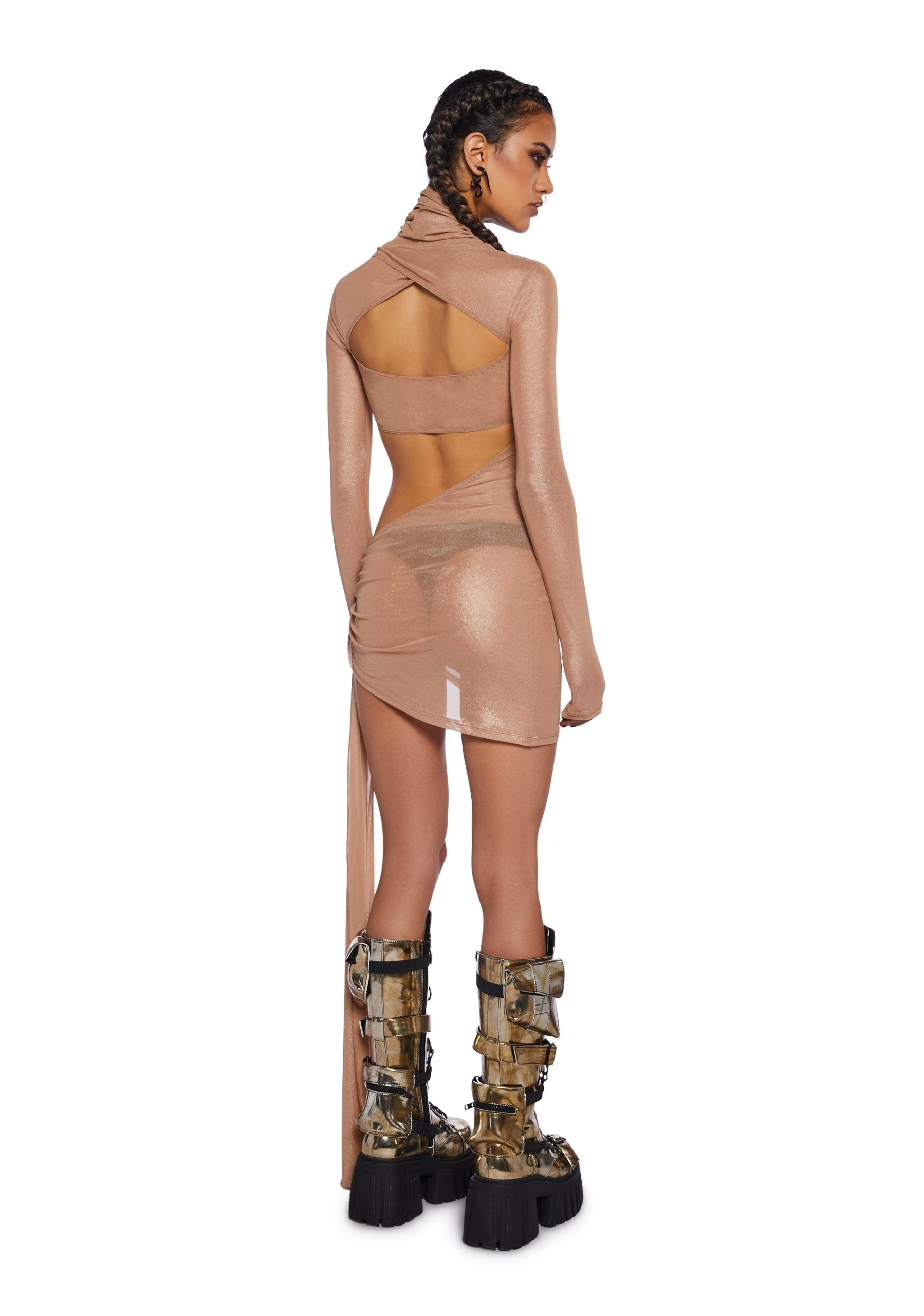 Dreamland Dancer Bodycon Dress – Gold