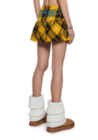 True Eagle Plaid Flare Miniskirt