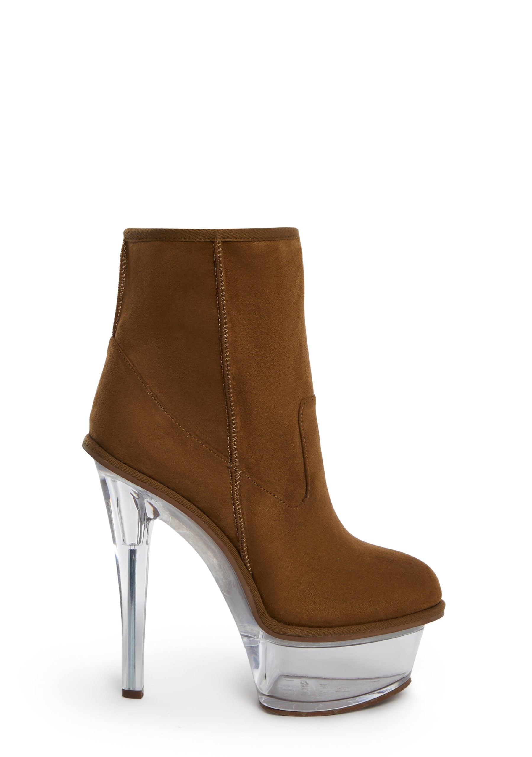 Kickdrum Suede Clear Platform Boots – Brown