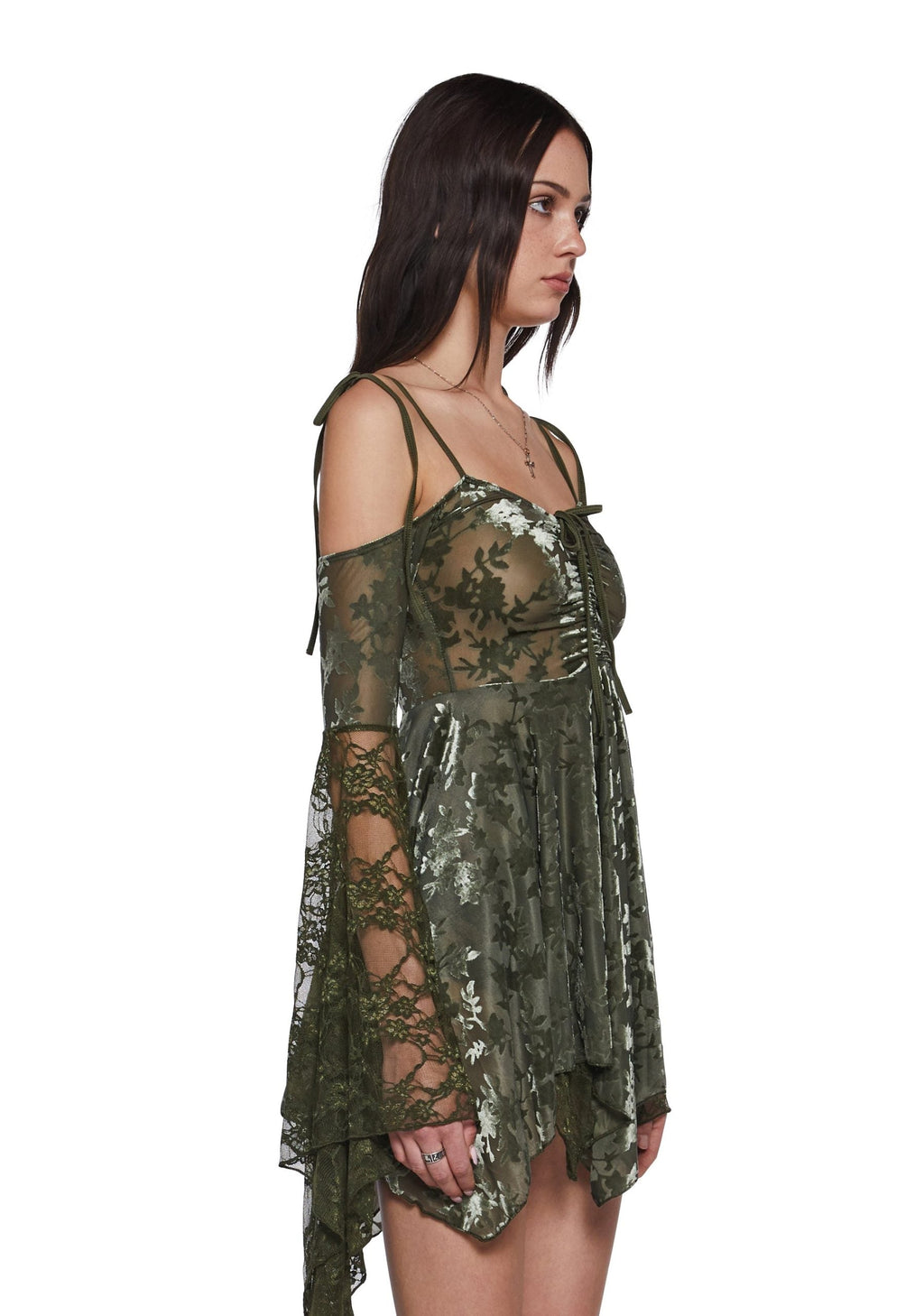 F is For Fairies Handkerchief Dress – Green Velvet Lace