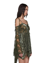F is For Fairies Handkerchief Dress – Green Velvet Lace