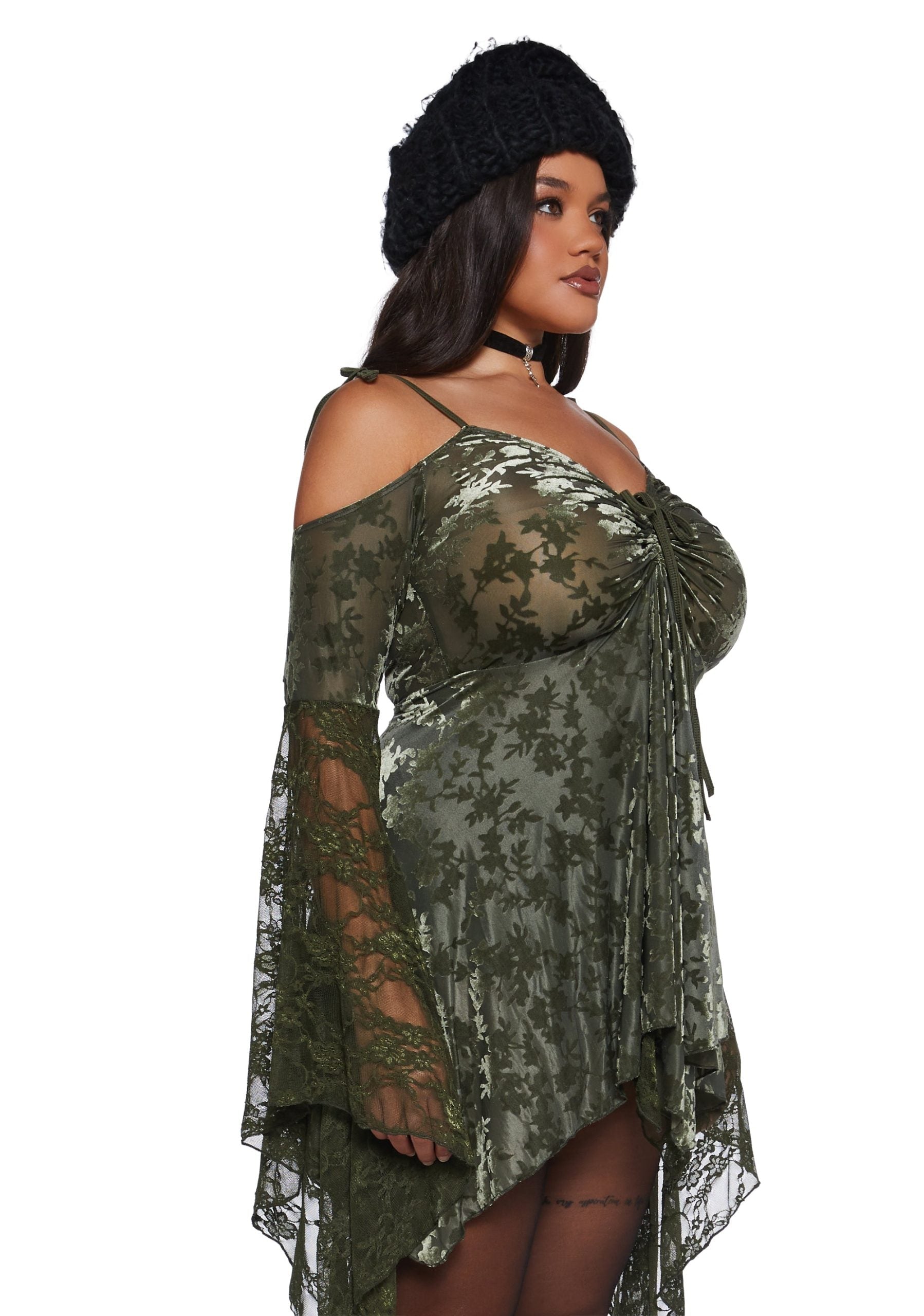 F is For Fairies Handkerchief Dress – Green Velvet Lace