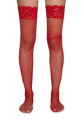 Charming Temptation Fishnet Thigh Highs – Red