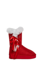 Snowflake Cadet Rhinestone Booties – Red