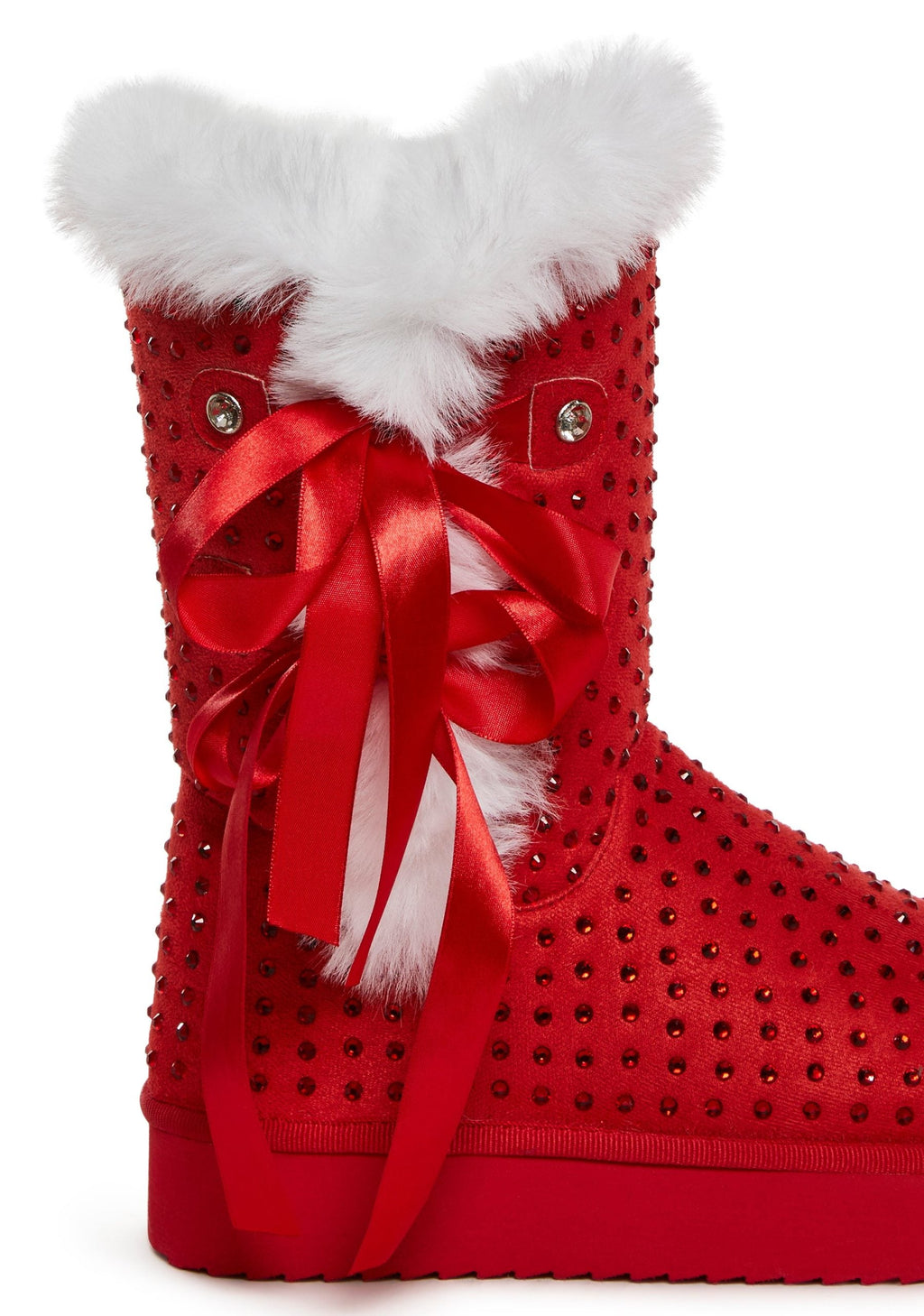 Snowflake Cadet Rhinestone Booties – Red