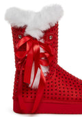 Snowflake Cadet Rhinestone Booties – Red