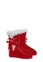 Snowflake Cadet Rhinestone Booties – Red