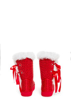 Snowflake Cadet Rhinestone Booties – Red