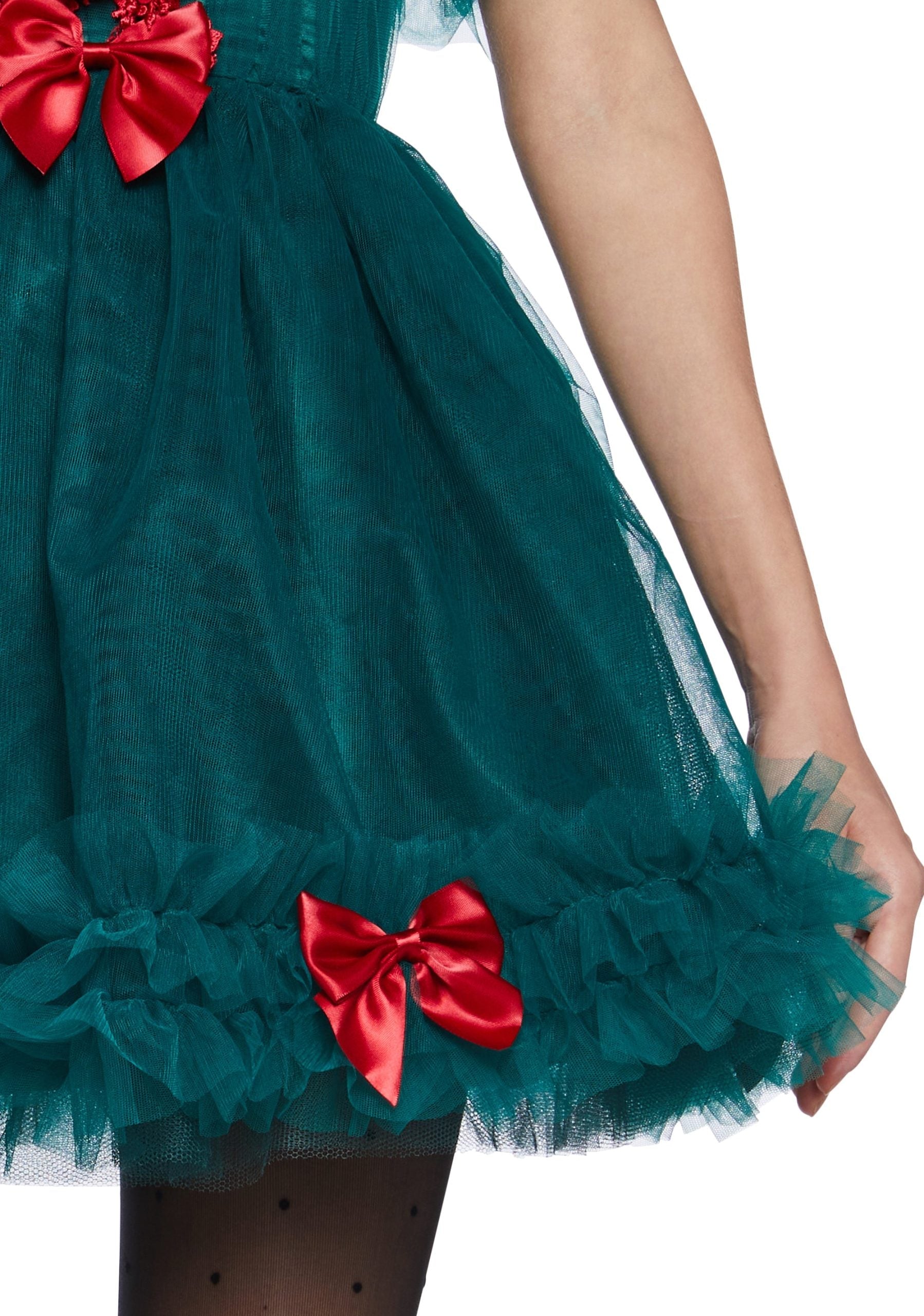 Winter Rose Mini Dress – Green