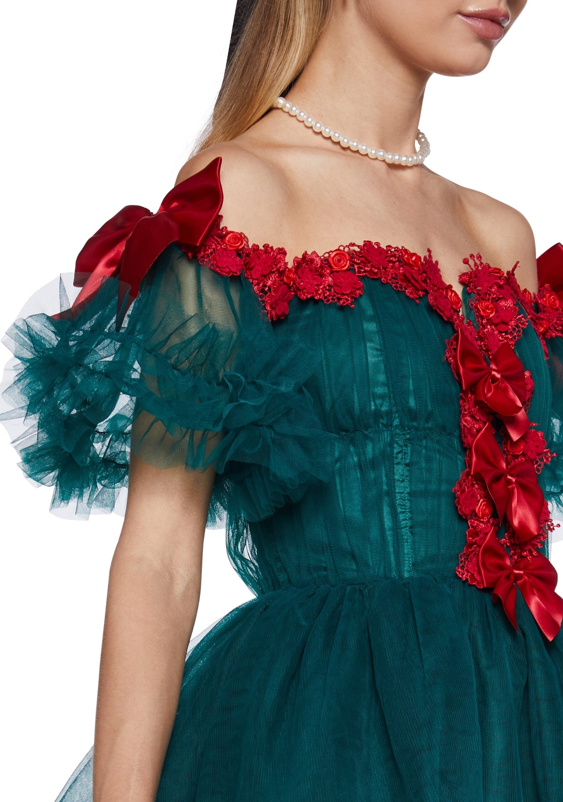 Winter Rose Mini Dress – Green