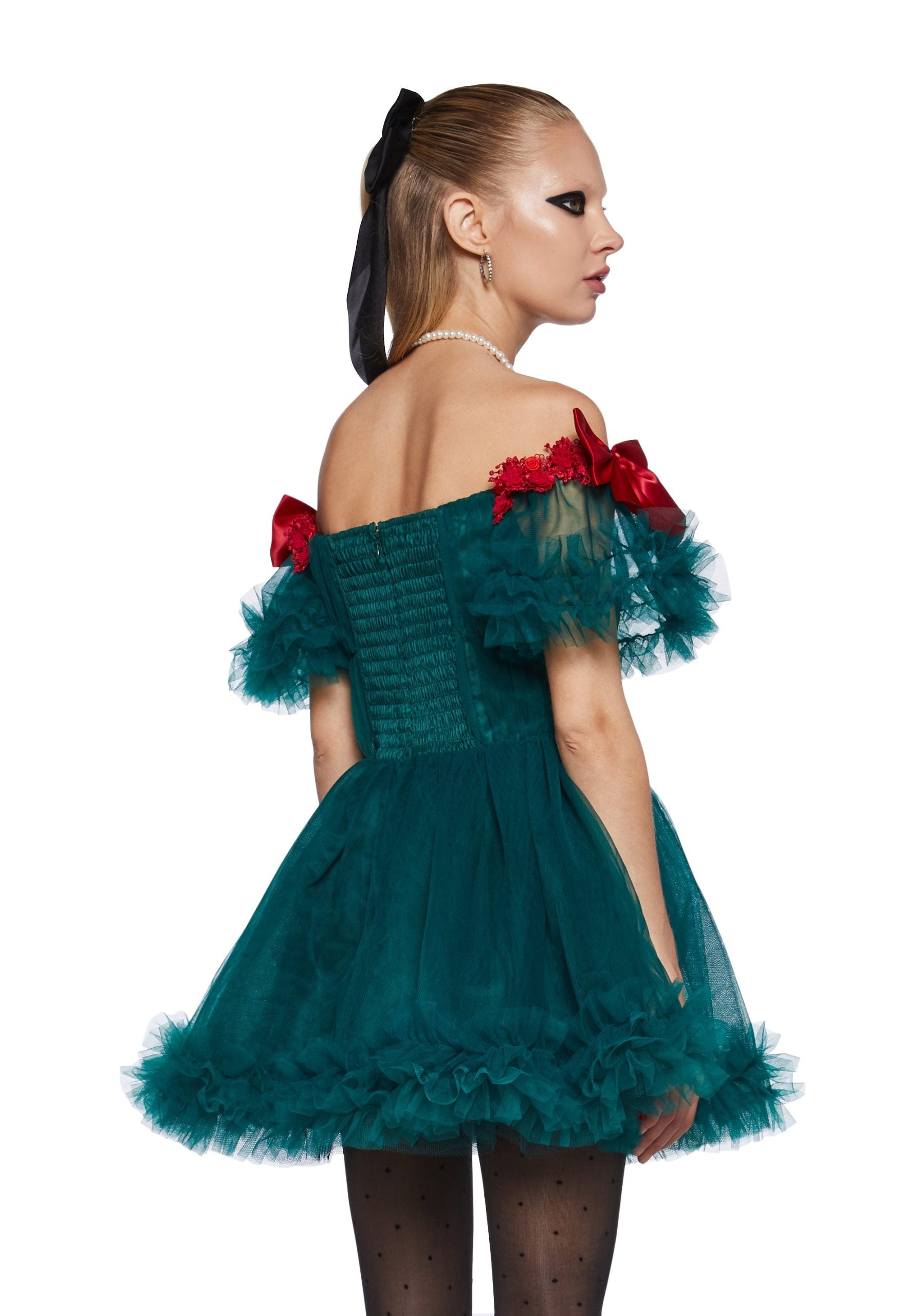 Winter Rose Mini Dress – Green