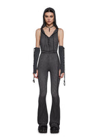 Warp Knit Hooded Jumpsuit