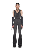 Warp Knit Hooded Jumpsuit