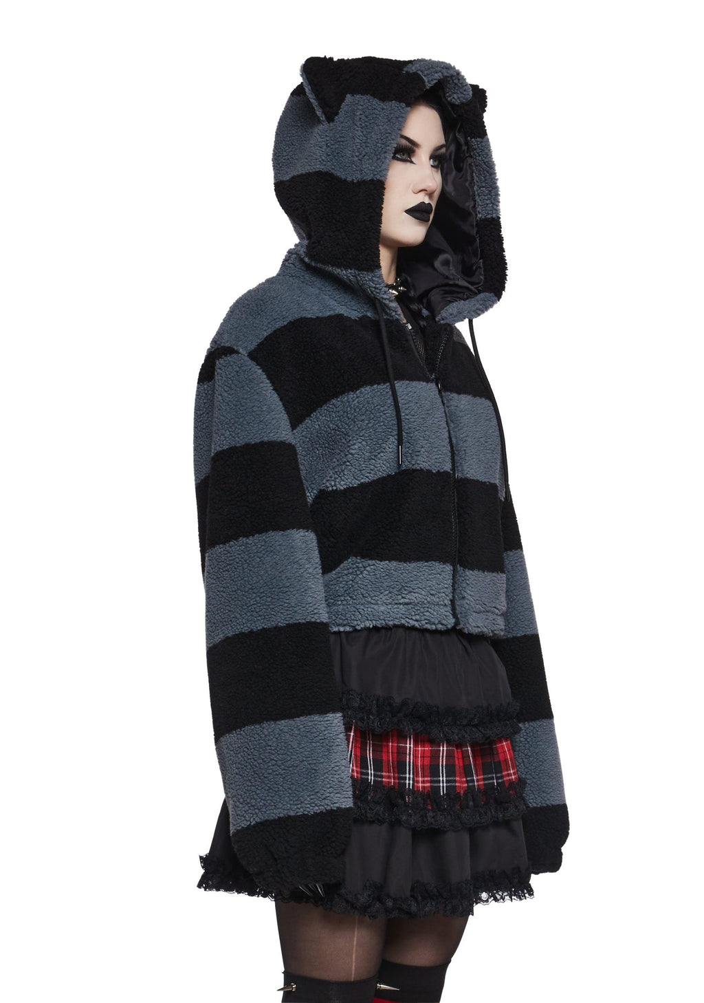 Black Cat Energy Hooded Sherpa Jacket