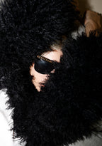 Midnight Hype Faux Fur Shrug – Black