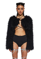 Midnight Hype Faux Fur Shrug – Black