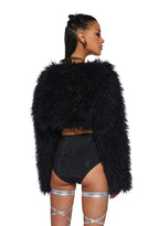 Midnight Hype Faux Fur Shrug – Black