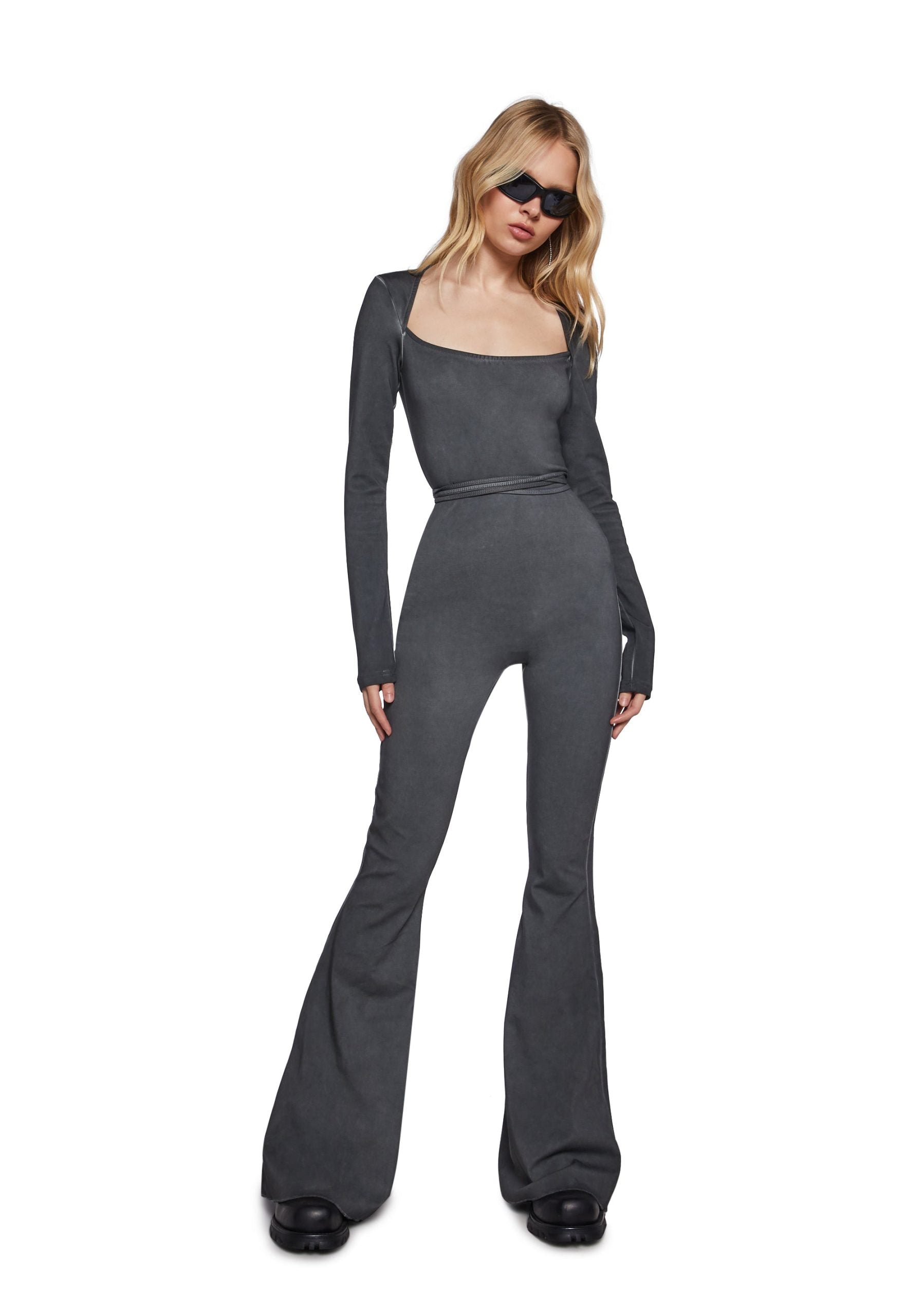 Pitch Open Back Jumpsuit – Gray