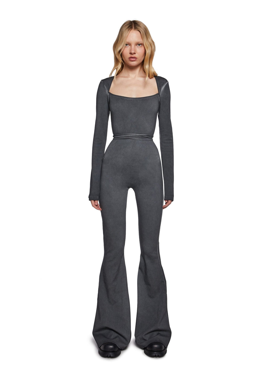 Pitch Open Back Jumpsuit – Gray