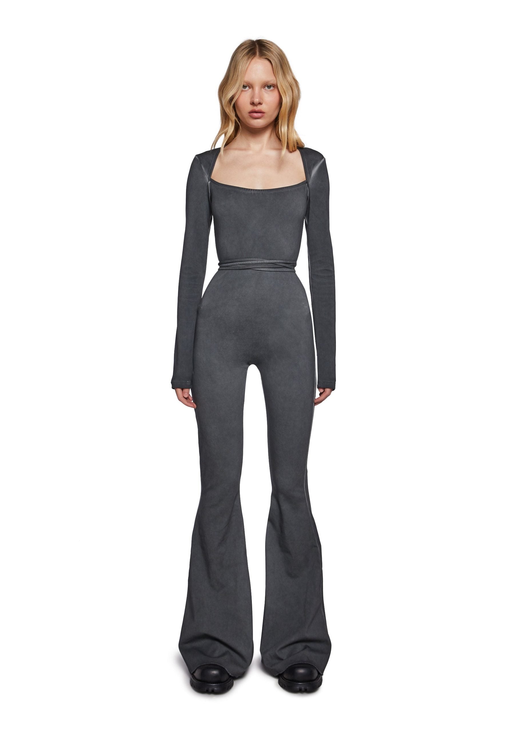 Pitch Open Back Jumpsuit – Gray