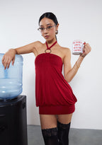 Y2K Bubble Mini Dress – Red