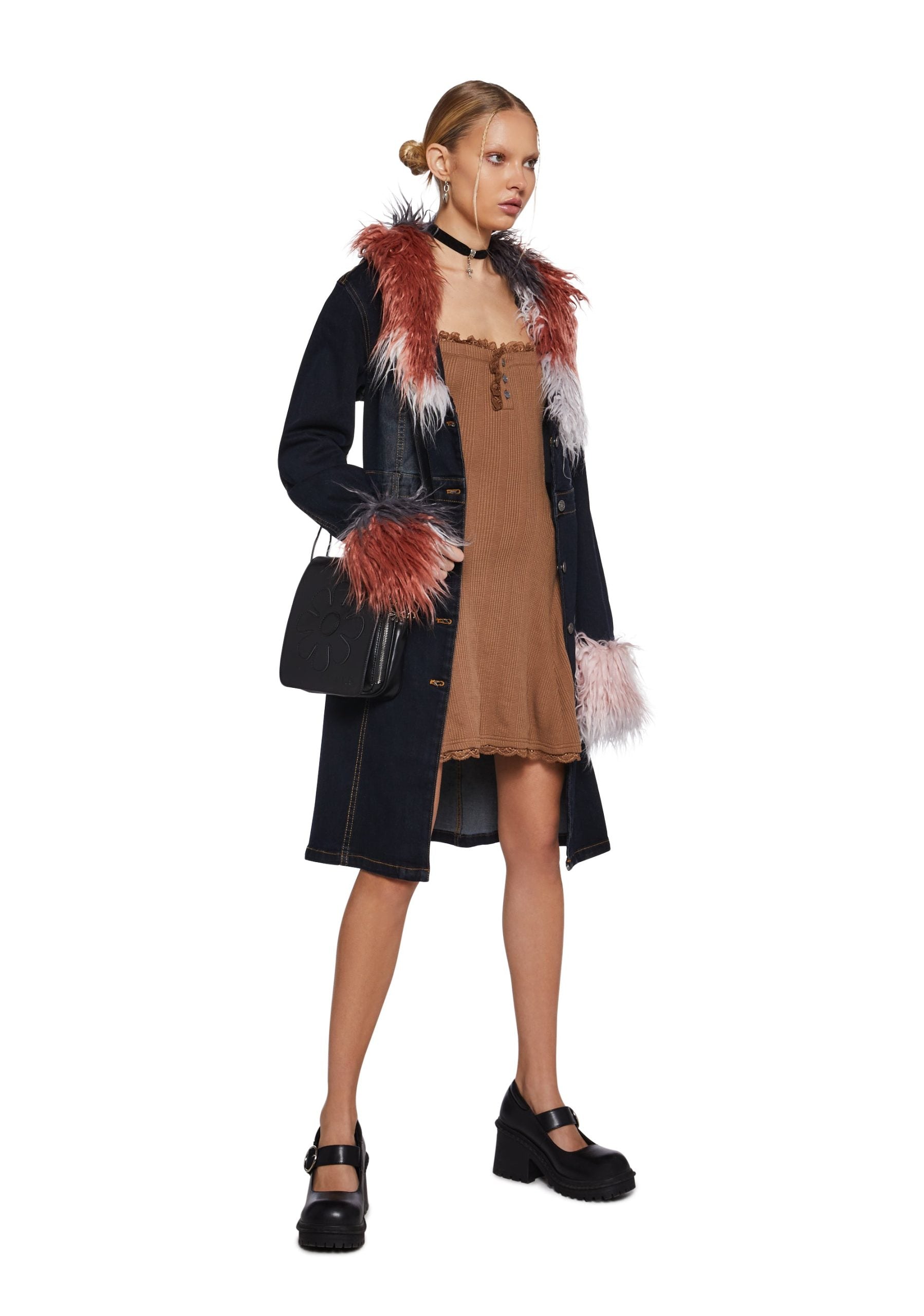 Mid Century Date Thermal Dress – Brown