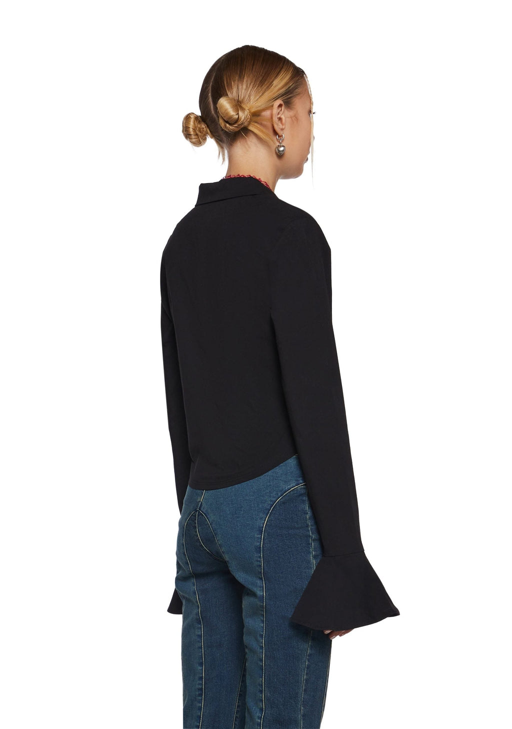 Rare Moment Collared Top – Black