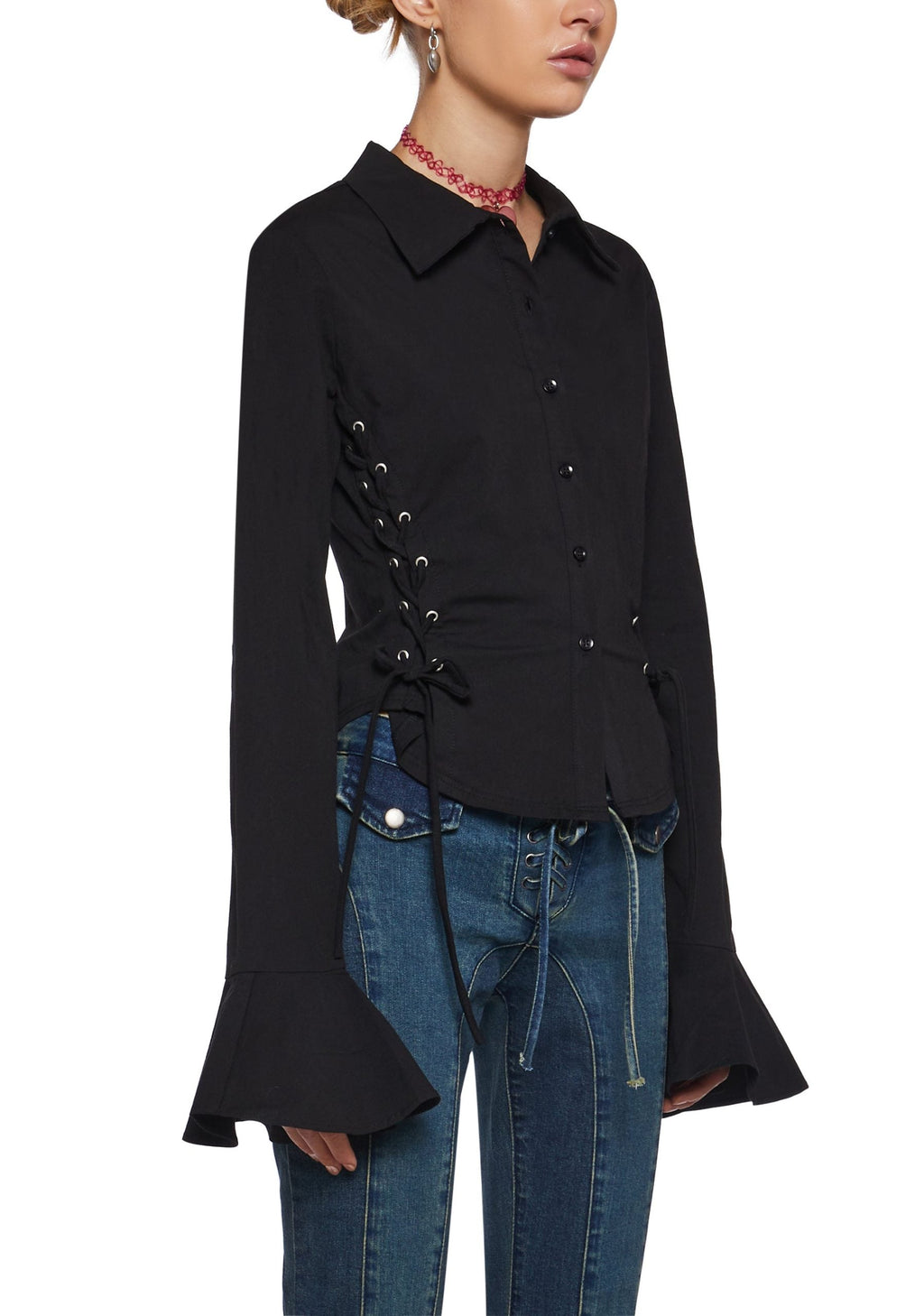 Rare Moment Collared Top – Black