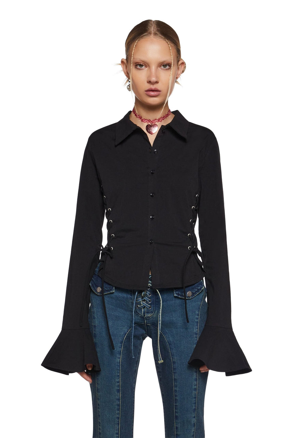 Rare Moment Collared Top – Black