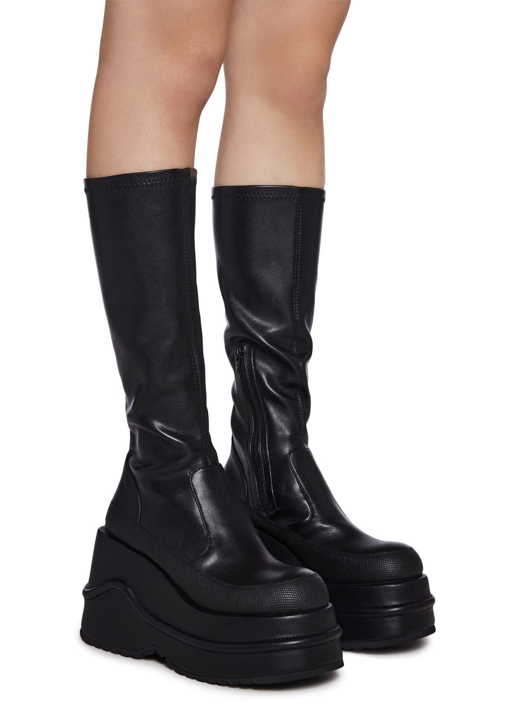 New Fans Wedge Stretch Boots – Black