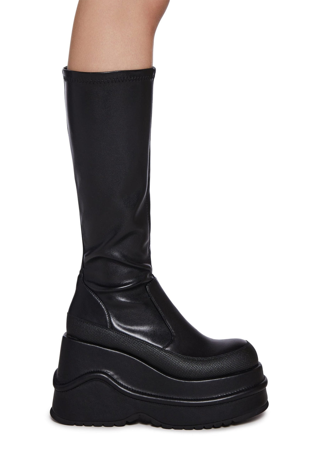 New Fans Wedge Stretch Boots – Black