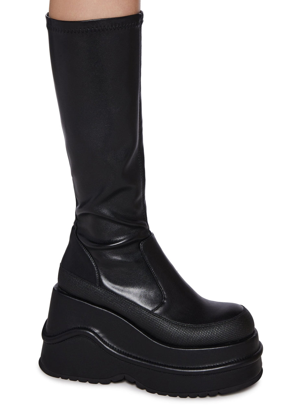 New Fans Wedge Stretch Boots – Black