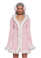 Furry Foe Long Cardigan – Pink
