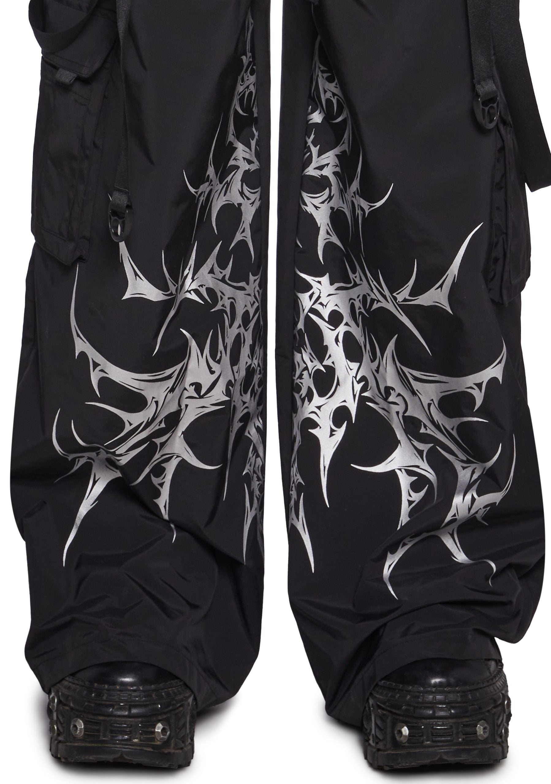 Cyber Noir Wide Leg Cargo Pants