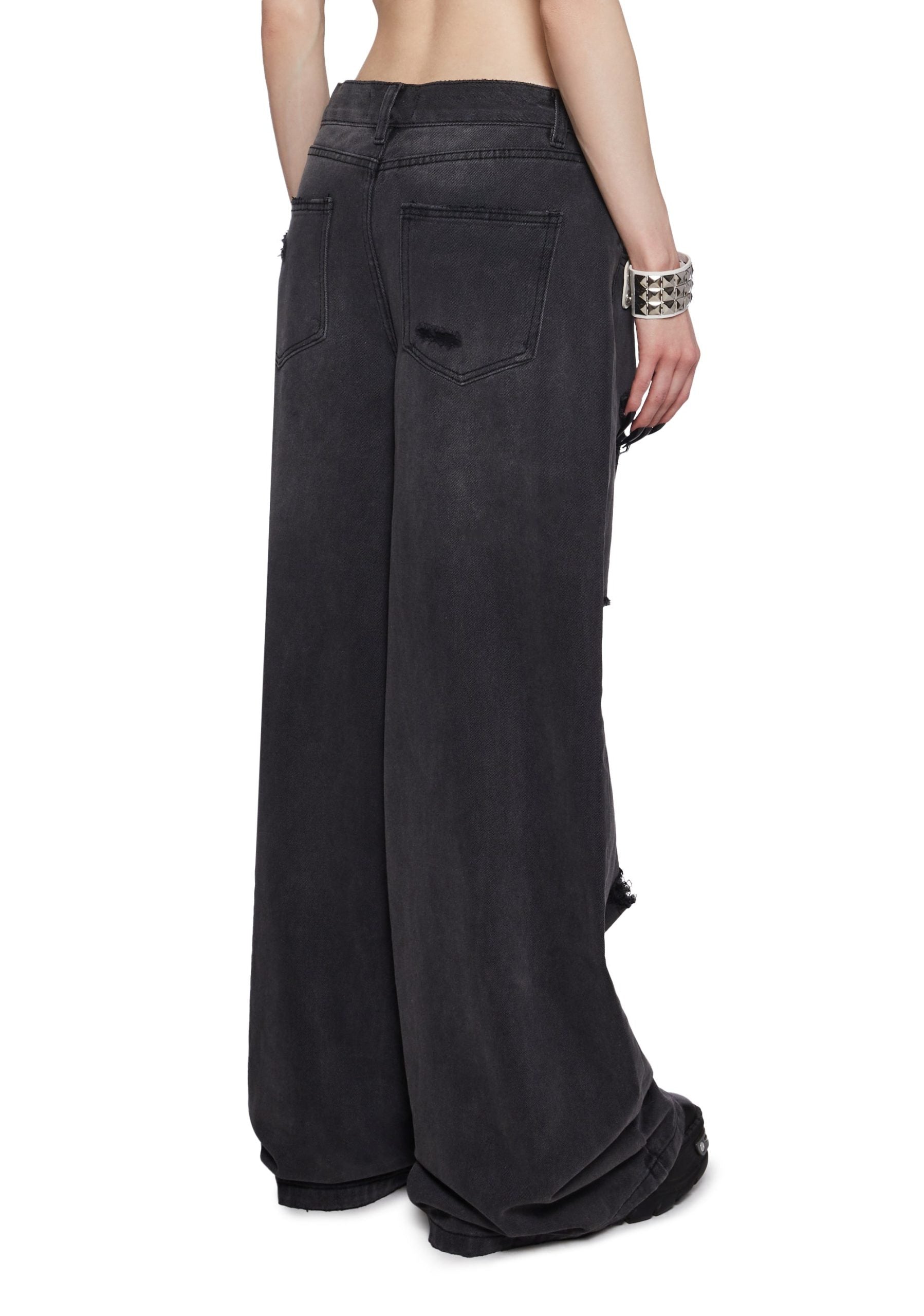 Sinful Attitude Wide Leg Jeans – Distressed Grey