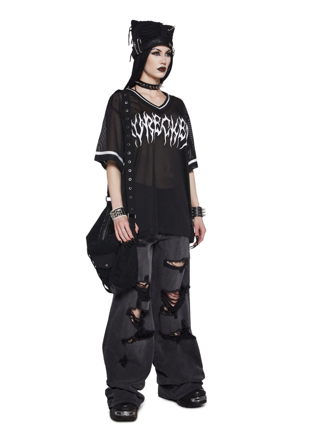 Sinful Attitude Wide Leg Jeans – Distressed Grey