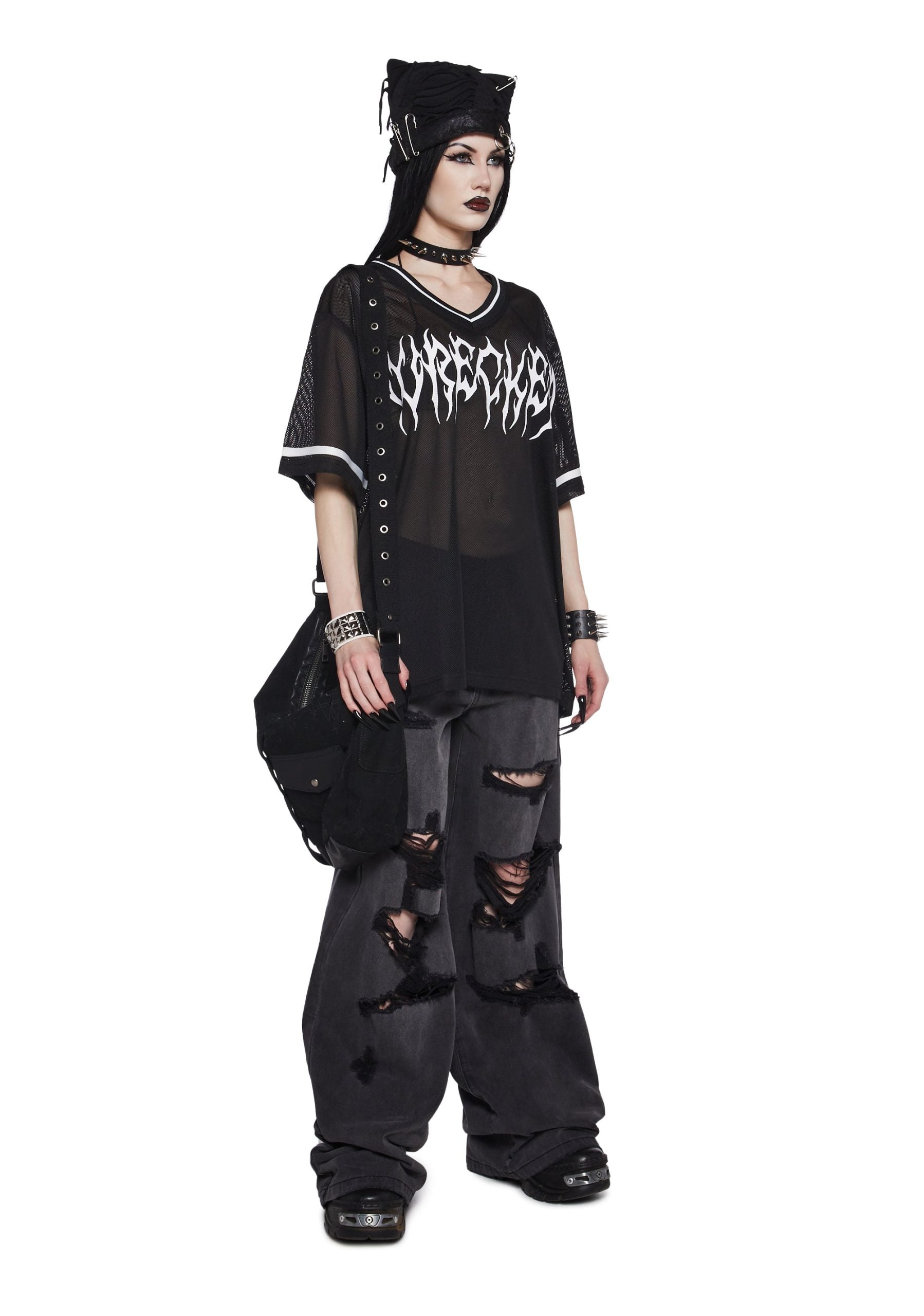 Sinful Attitude Wide Leg Jeans – Distressed Grey